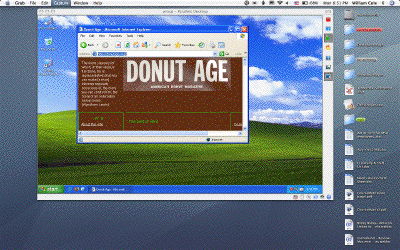 Screenshot of Internet Explorer running on Windows XP running inside Parallels Desktop running on Mac OS X Tiger