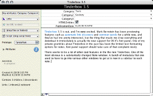 Screenshot of Tinderbox 3.5 Note window